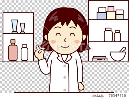 薬の説明をする女性薬剤師 76347516