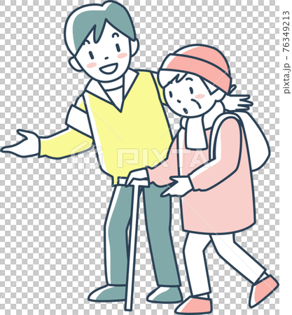 A man who supports the elderly who need attention in the event of a disaster 76349213