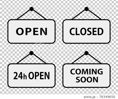 OPEN, CLOSED, 24h OPEN, COMING SOON (hanging guide plate) 76349650