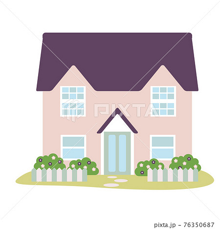 お庭のかわいいお家のイラスト素材