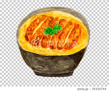 カツ丼の水彩イラストのイラスト素材