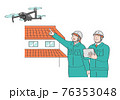 ドローンを操作する作業員の男女 76353048