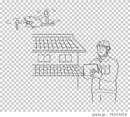 ドローンを操作する作業員 76353058