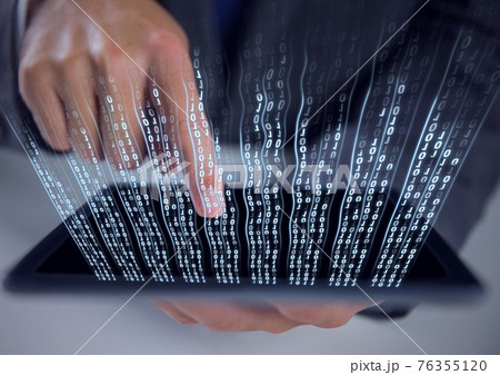 Composition of binary coding over man using tablet Composition of binary coding over man using tablet 76355120