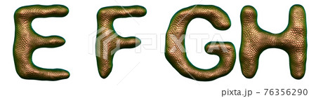 Set of letters E, F, G, H made of realistic 3d render natural gold snake skin texture. Set of letters E, F, G, H made of realistic 3d render natural gold snake skin texture. 76356290