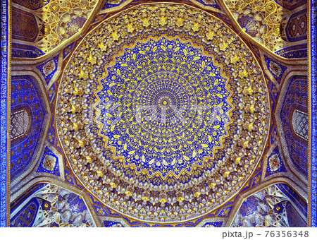 Dome of Tilya-Kori Madrasah in Samarkand, Uzbekistan 76356348