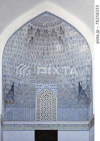 Decoratid wall niche in Gur-e-Amir mausoleum, Samarkand 76356355