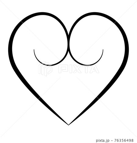 Elegant heart with calligraphic contours, vector buttocks heart shape with calligraphic swirls 76356498