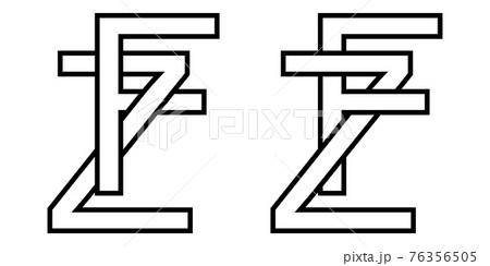 Logo sign fz and zf icon sign interlaced letters z, F vector logo zf, fz first capital letters 76356505