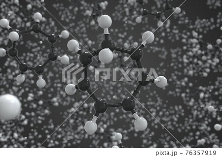 Cycloheptatriene molecule, scientific molecular model, 3d rendering Cycloheptatriene molecule, scientific molecular model, 3d rendering 76357919