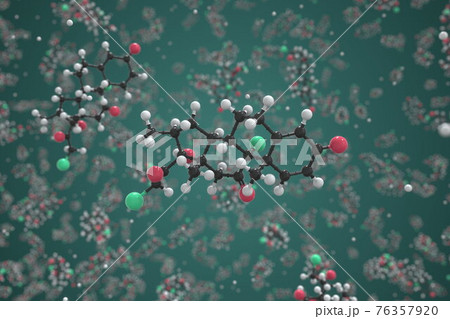 Clobetasone molecule made with balls, conceptual molecular model. Chemical 3d rendering Clobetasone molecule made with balls, conceptual molecular model. Chemical 3d rendering 76357920