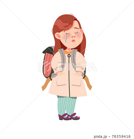 Bullied Girl with Backpack Standing Suffering from Mockery and Sneer at School Vector Illustration 76359416