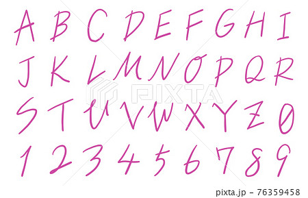 ピンクの数字や大文字アルファベットのセット（ペン） 76359458