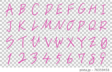 ピンクの数字や大文字アルファベットのセット（ペン） 76359458