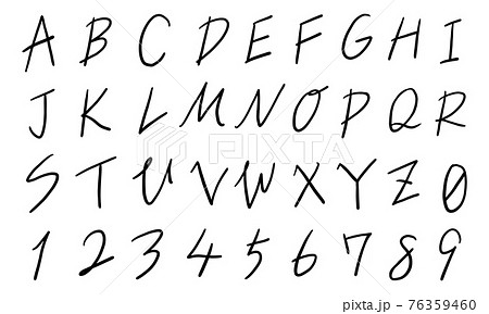 黒の数字や大文字アルファベットのセット（ペン） 76359460