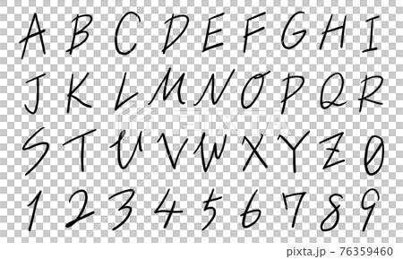 黒の数字や大文字アルファベットのセット（ペン） 76359460