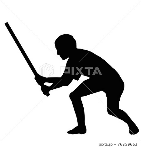 棒を持って身構える男性の黒いシルエットのイラストのイラスト素材 棒を持って身構える男性の黒いシルエットのイラストのイラスト素材