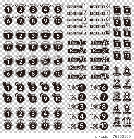 Point number icon set (monochrome) - Stock Illustration [76360199] - PIXTA