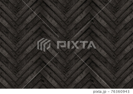 黒色の木目のヘリンボーン模様の背景画像の写真素材