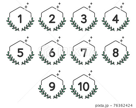 数字 見出し アイコンセット 月桂樹 シンプルカラー 2色のイラスト素材