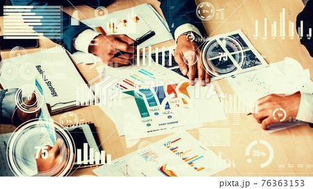 Creative visual of business people in corporate staff meeting Creative visual of business people in corporate staff meeting 76363153