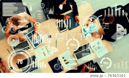 Creative visual of business people in corporate staff meeting Creative visual of business people in corporate staff meeting 76363161