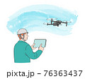 ドローンを操作する作業員 76363437