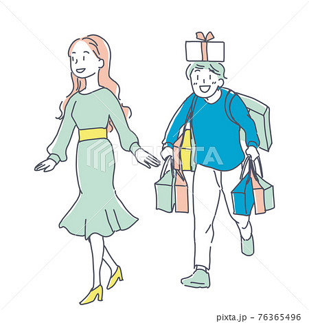 女性にデレデレな男性のイラスト素材