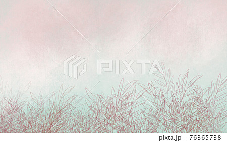 夕暮れに染まり暮れ行く草の原 背景イラスト のイラスト素材