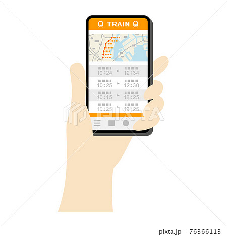 スマホで電車アプリを使うイラストイメージ 76366113