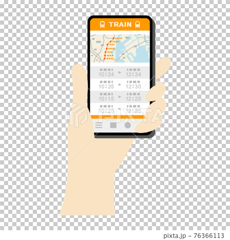 Illustration image of using the train app on a smartphone 76366113