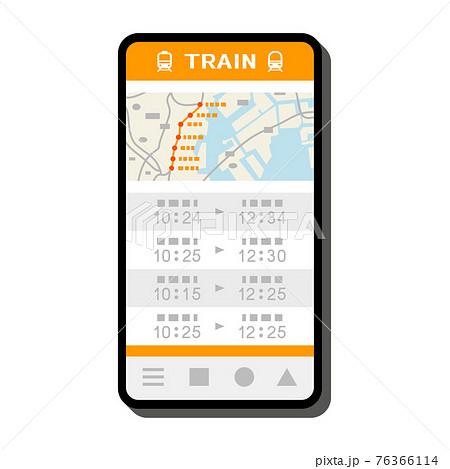 スマホで電車アプリを使うイラストイメージ スマホで電車アプリを使うイラストイメージ 76366114