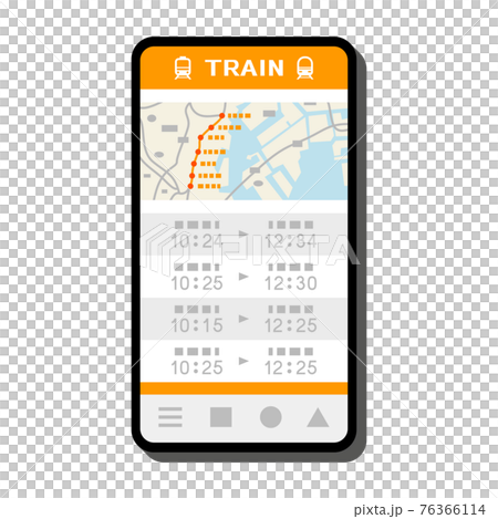 スマホで電車アプリを使うイラストイメージのイラスト素材