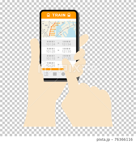 Illustration image of using the train app on a smartphone 76366116