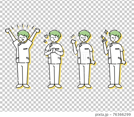 Emotional expression illustration of a male nurse in a white coat (whole body) Emotional expression illustration of a male nurse in a white coat (whole body) 76366299