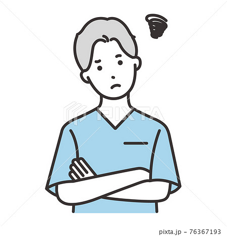 男性 看護師 表情 悩む 男性 看護師 表情 悩む 76367193