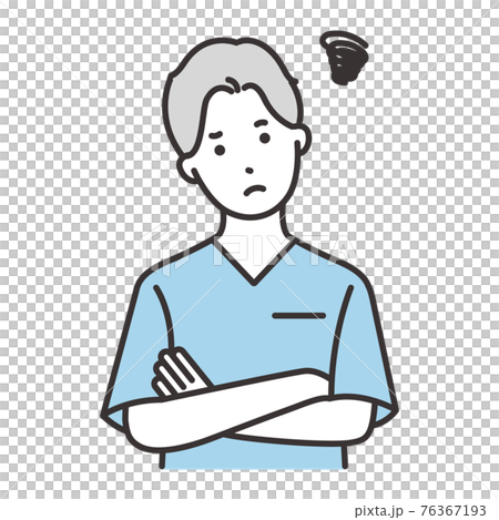 男性 看護師 表情 悩む 男性 看護師 表情 悩む 76367193