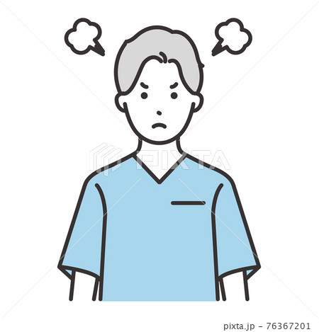 男性　看護師　表情　怒る 76367201