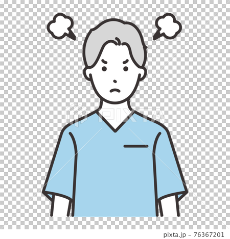 男性　看護師　表情　怒る 76367201