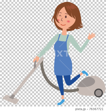 A woman cleaning a vacuum cleaner - Stock Illustration [76367721] - PIXTA
