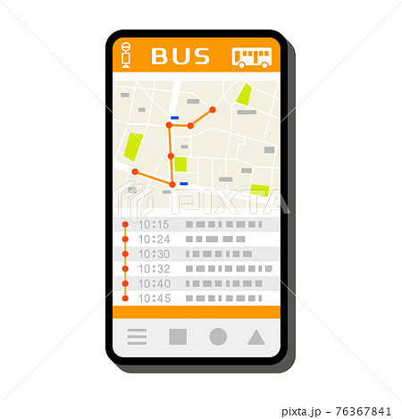 スマホでバスアプリを使うイラストイメージ 76367841