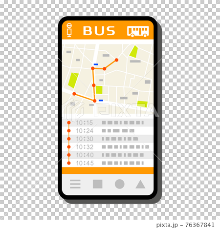 スマホでバスアプリを使うイラストイメージ 76367841