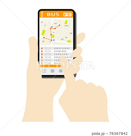 スマホでバスアプリを使うイラストイメージ 76367842