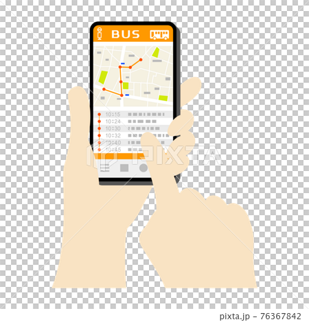 スマホでバスアプリを使うイラストイメージ 76367842