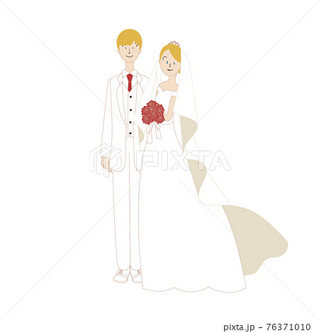 結婚式 欧米人男性と欧米人女性のイラスト素材