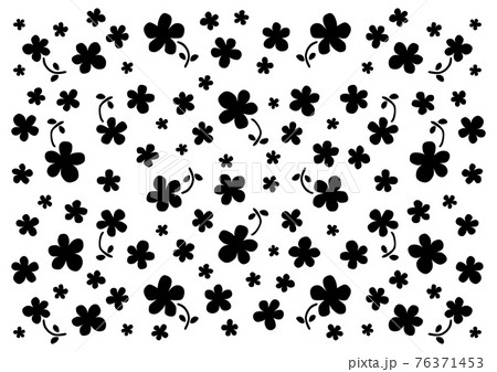レトロな花柄 イラスト 背景模様 黒 76371453