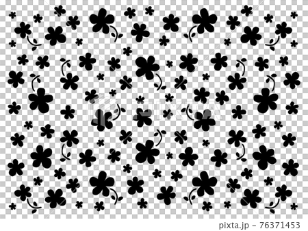レトロな花柄 イラスト 背景模様 黒 76371453