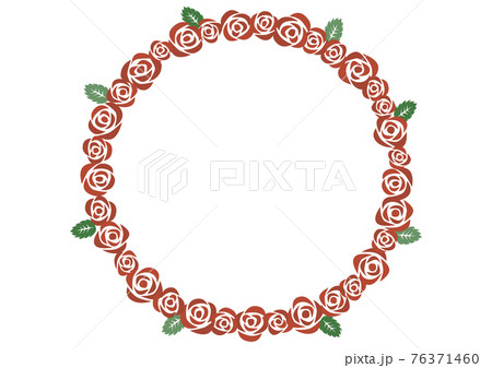 レトロなバラの花柄 イラスト 背景模様 円形フレームのイラスト素材