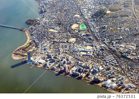 滋賀県大津市の膳所駅付近を空撮 76372531