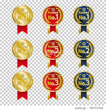 Illustration of ranking medals from 1st to 3rd place 76372565